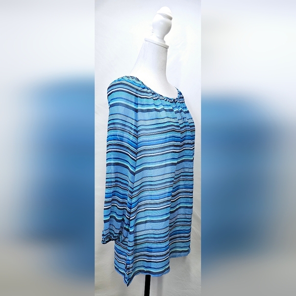 XL Charter Club Blue Striped Blouse - Picture 3 of 5